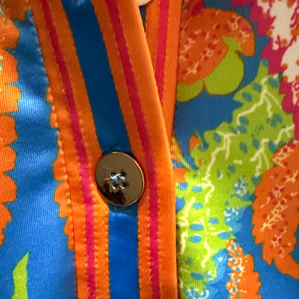 Gretchen Scott Designs Blue and Orange Tropical Dress - Picture 3 of 7